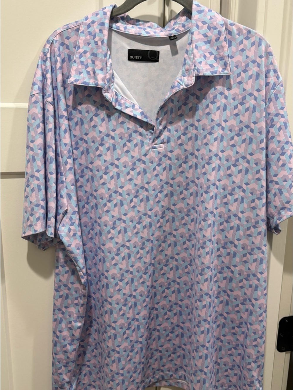 Quieti Men's Lavender Geometric Polo Shirt